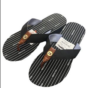 Tommy Hilfiger Black Stripe Flip Flops NWOT Womens Thong Summer Sandals